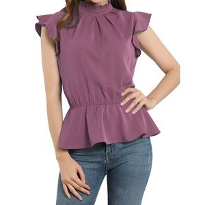 NWT Ruffle Sleeve Frill color peplum top